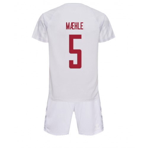 Fotbalové Dres Dánsko Joakim Maehle #5 Dětské Venkovní MS 2022 Krátký Rukáv (+ trenýrky)